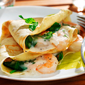 Cr�pes with Shrimp, Spinach and Herb Filling