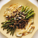 Cr�pes with Wild Mushrooms, Asparagus and Wisconsin Brie